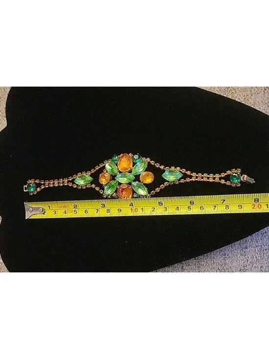 Husar.D Czech Glass Bracelet Victorian Style Large Teardrop Matquise Square - Picture 7 of 10